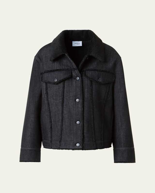 Faux-Fur Trim Denim Jacket